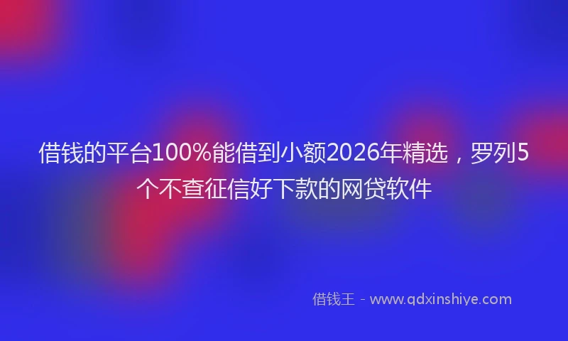 借钱的平台100%能借到小额2026年精选，罗列5个不查征信好下款的网贷软件