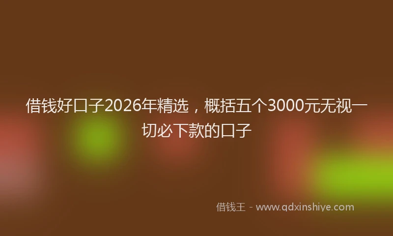 借钱好口子2026年精选，概括五个3000元无视一切必下款的口子