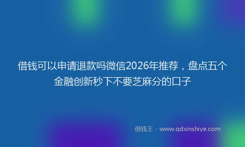 借钱可以申请退款吗微信2026年推荐，盘点五个金融创新秒下不要芝麻分的口子