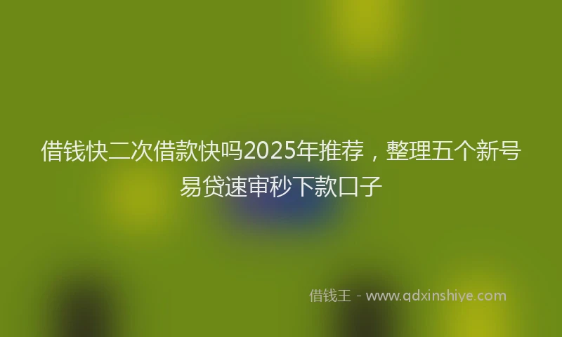 借钱快二次借款快吗2025年推荐，整理五个新号易贷速审秒下款口子
