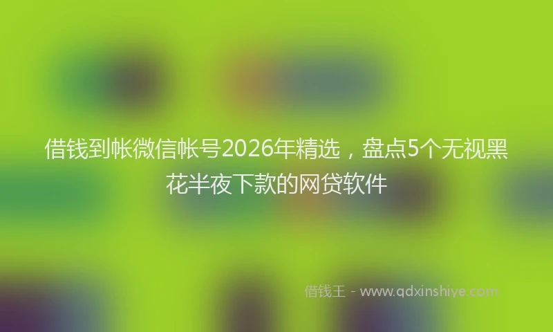 借钱到帐微信帐号2026年精选，盘点5个无视黑花半夜下款的网贷软件