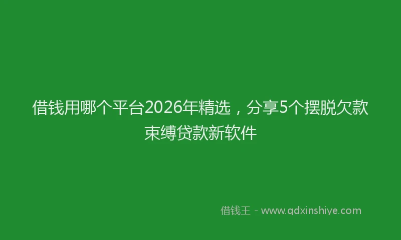 借钱用哪个平台2026年精选，分享5个摆脱欠款束缚贷款新软件