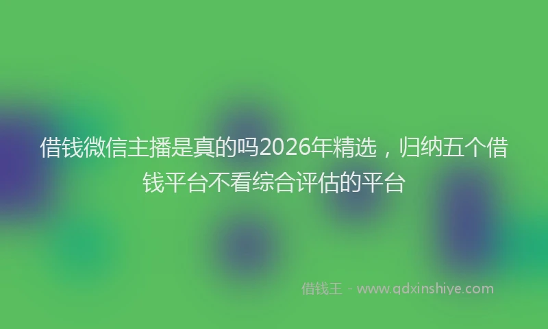 借钱微信主播是真的吗2026年精选，归纳五个借钱平台不看综合评估的平台