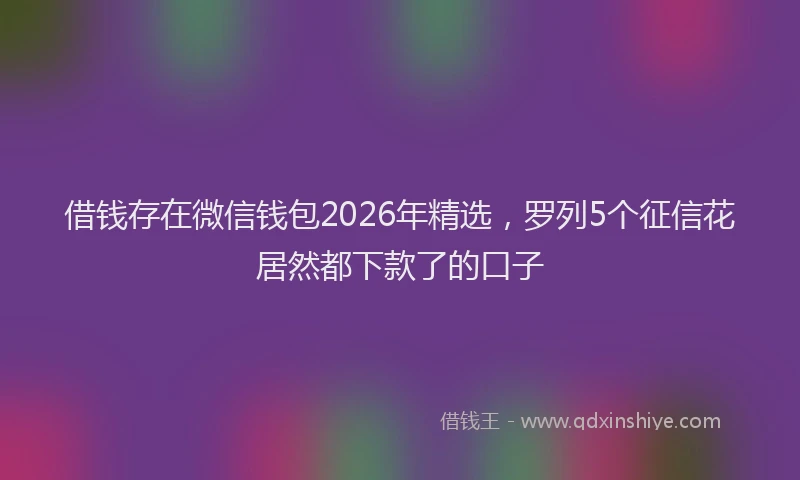 借钱存在微信钱包2026年精选,罗列5个征信花居然都下款了的口子