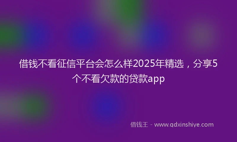 借钱不看征信平台会怎么样2025年精选，分享5个不看欠款的贷款app