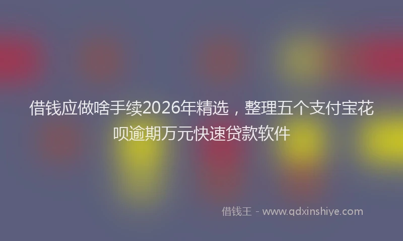 借钱应做啥手续2026年精选，整理五个支付宝花呗逾期万元快速贷款软件