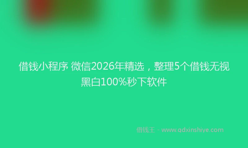 借钱小程序 微信2026年精选，整理5个借钱无视黑白100%秒下软件