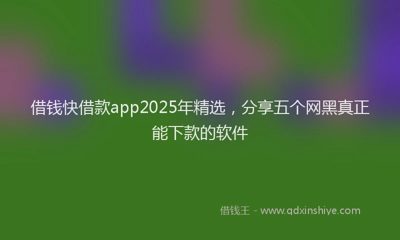 借钱快借款app2025年精选，分享五个网黑真正能下款的软件