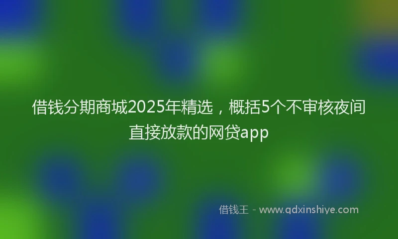 借钱分期商城2025年精选，概括5个不审核夜间直接放款的网贷app