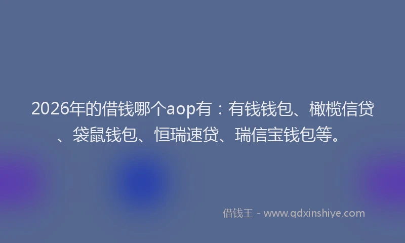2026年的借钱哪个aop有：有钱钱包、橄榄信贷、袋鼠钱包、恒瑞速贷、瑞信宝钱包等。
