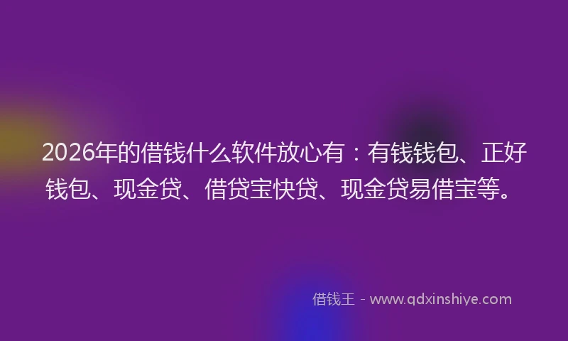 2026年的借钱什么软件放心有:有钱钱包、正好钱包、现金贷、借贷宝快贷、现金贷易借宝等。