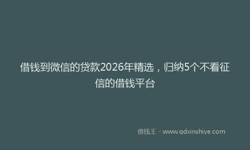 借钱到微信的贷款2026年精选，归纳5个不看征信的借钱平台