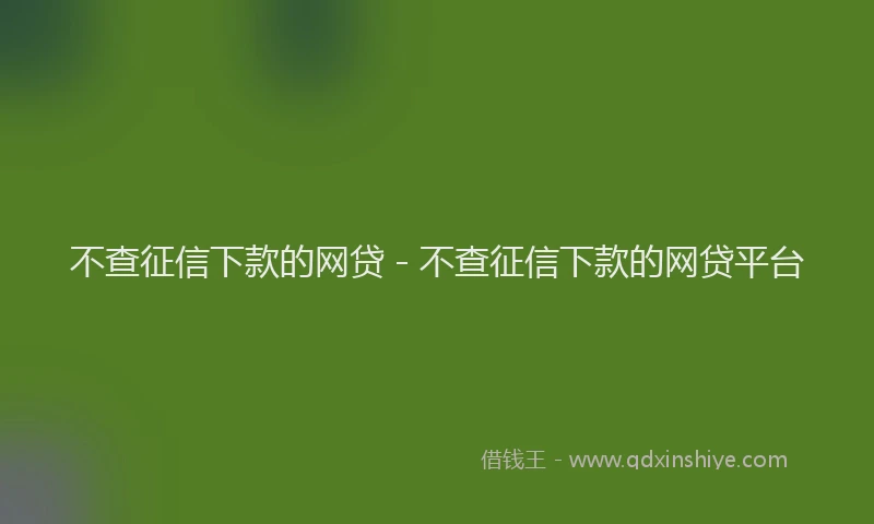 不查征信下款的网贷 - 不查征信下款的网贷平台