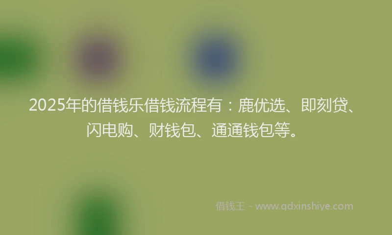 2025年的借钱乐借钱流程有:鹿优选、即刻贷、闪电购、财钱包、通通钱包等。