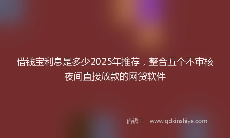 借钱宝利息是多少2025年推荐，整合五个不审核夜间直接放款的网贷软件