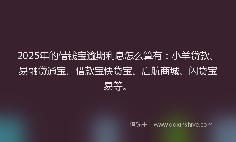 2025年的借钱宝逾期利息怎么算有：小羊贷款、易融贷通宝、借款宝快贷宝、启航商城、闪贷宝易等。
