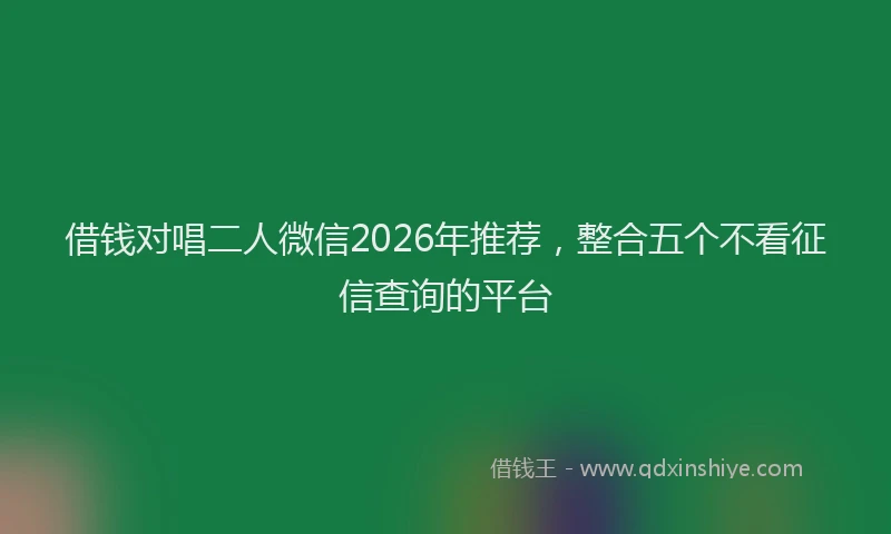 借钱对唱二人微信2026年推荐，整合五个不看征信查询的平台