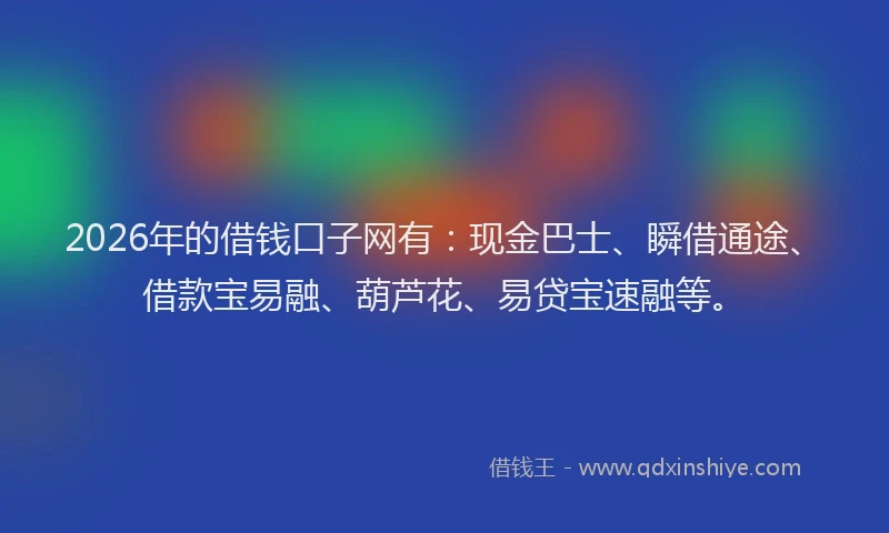 2026年的借钱口子网有：现金巴士、瞬借通途、借款宝易融、葫芦花、易贷宝速融等。