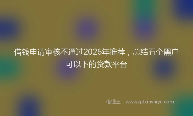 借钱申请审核不通过2026年推荐，总结五个黑户可以下的贷款平台