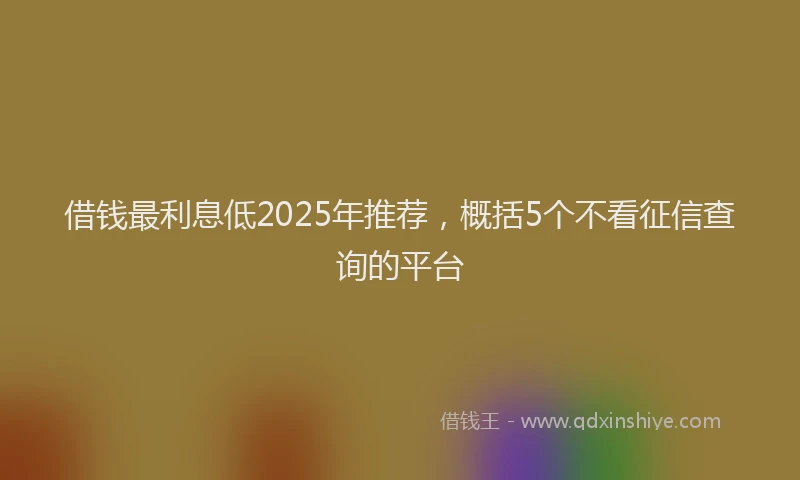 借钱最利息低2025年推荐，概括5个不看征信查询的平台