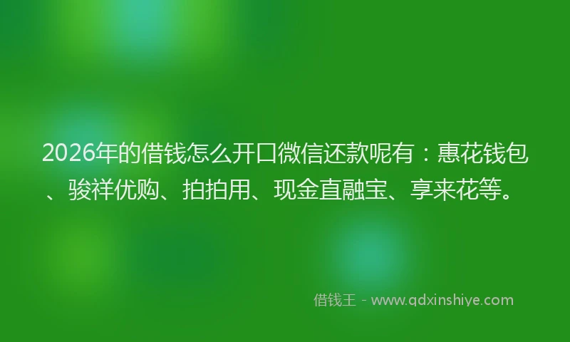 2026年的借钱怎么开口微信还款呢有：惠花钱包、骏祥优购、拍拍用、现金直融宝、享来花等。