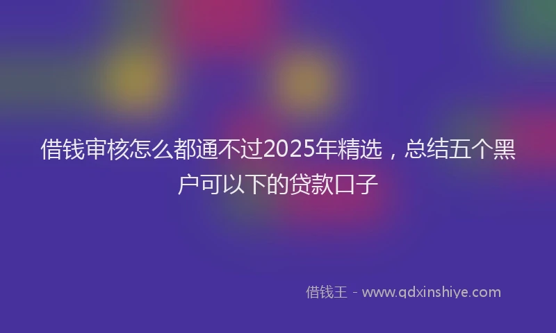 借钱审核怎么都通不过2025年精选，总结五个黑户可以下的贷款口子