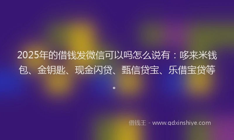 2025年的借钱发微信可以吗怎么说有：哆来米钱包、金钥匙、现金闪贷、甄信贷宝、乐借宝贷等。