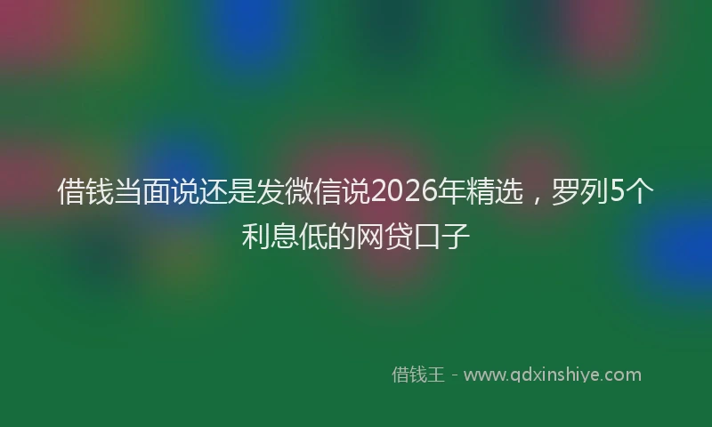 借钱当面说还是发微信说2026年精选，罗列5个利息低的网贷口子