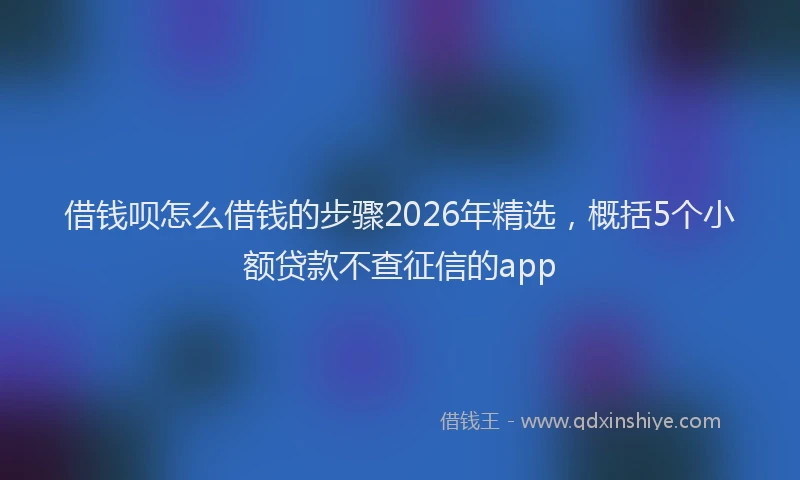 借钱呗怎么借钱的步骤2026年精选，概括5个小额贷款不查征信的app
