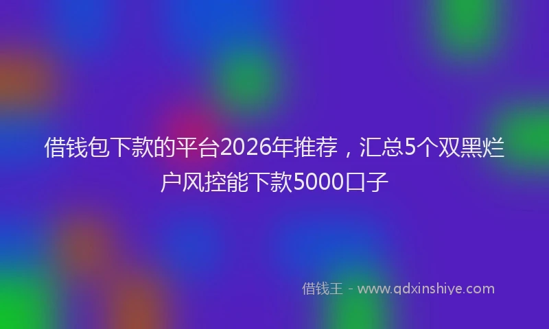 借钱包下款的平台2026年推荐，汇总5个双黑烂户风控能下款5000口子