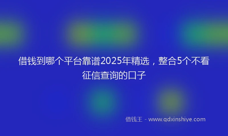 借钱到哪个平台靠谱2025年精选，整合5个不看征信查询的口子