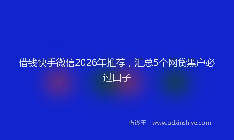 借钱快手微信2026年推荐，汇总5个网贷黑户必过口子