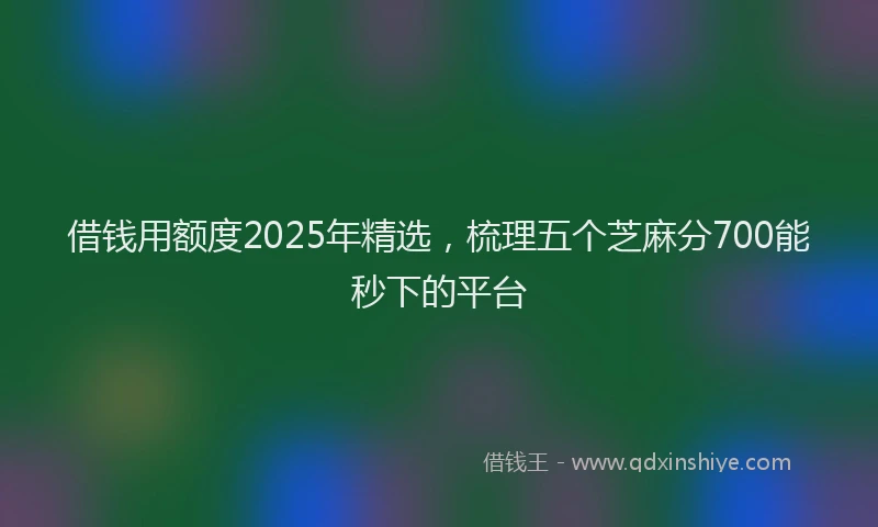 借钱用额度2025年精选，梳理五个芝麻分700能秒下的平台