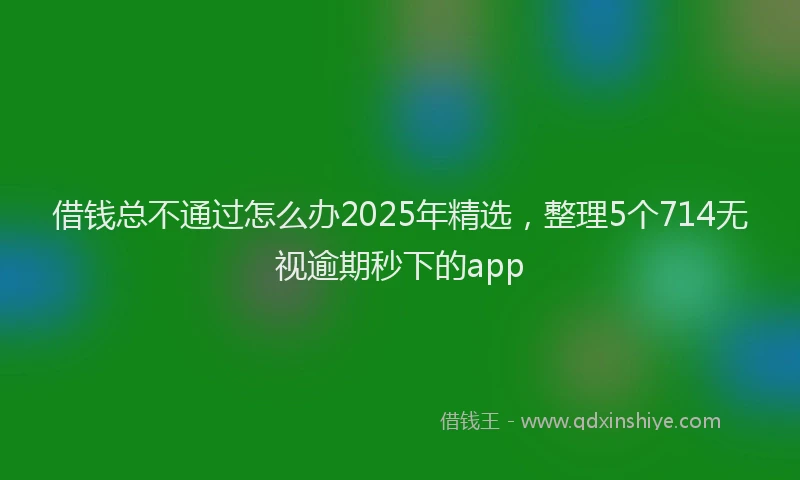 借钱总不通过怎么办2025年精选，整理5个714无视逾期秒下的app