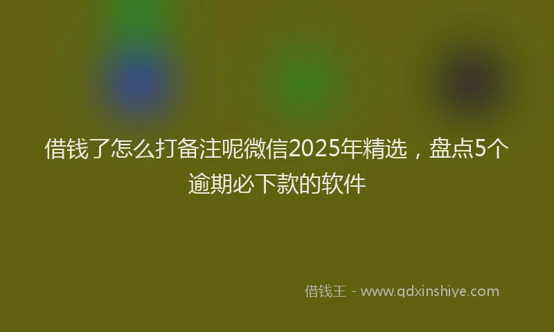 借钱了怎么打备注呢微信2025年精选，盘点5个逾期必下款的软件