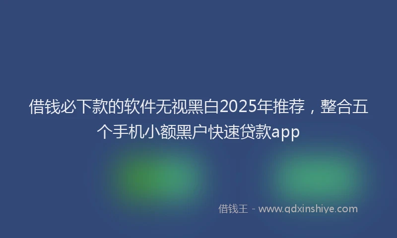 借钱必下款的软件无视黑白2025年推荐，整合五个手机小额黑户快速贷款app