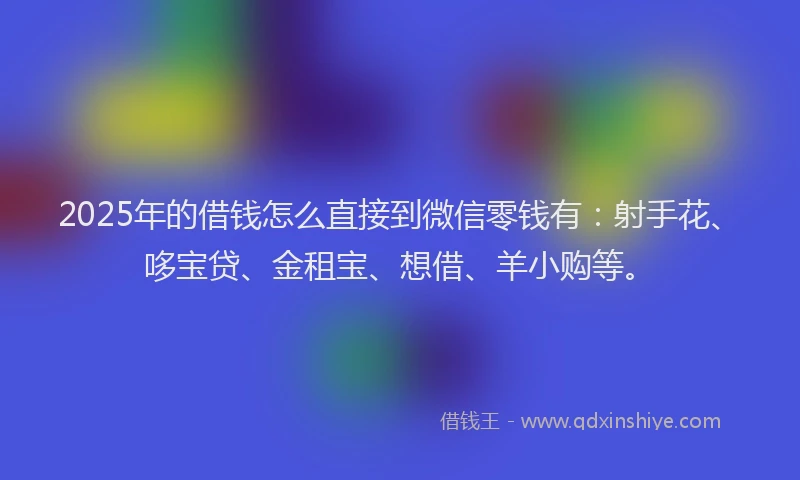 2025年的借钱怎么直接到微信零钱有：射手花、哆宝贷、金租宝、想借、羊小购等。