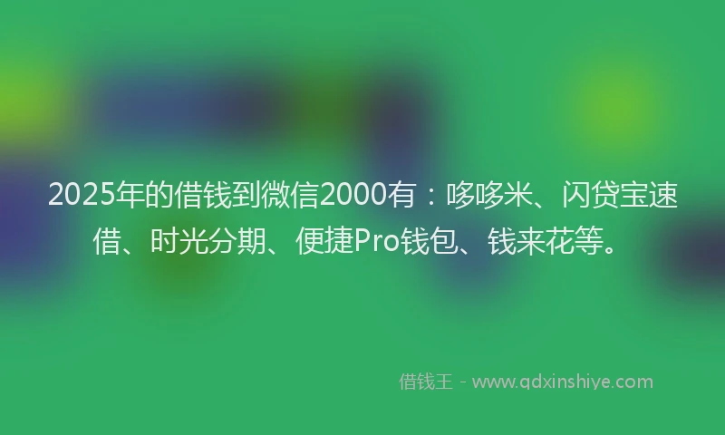 2025年的借钱到微信2000有:哆哆米、闪贷宝速借、时光分期、便捷Pro钱包、钱来花等。