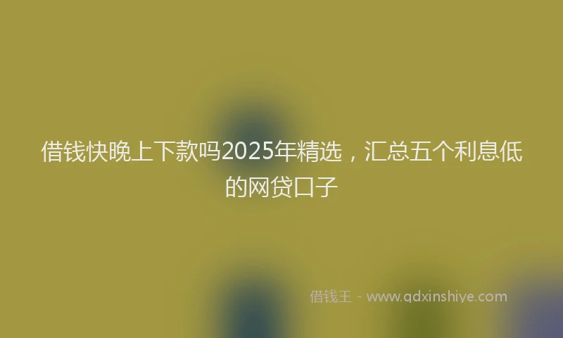 借钱快晚上下款吗2025年精选，汇总五个利息低的网贷口子