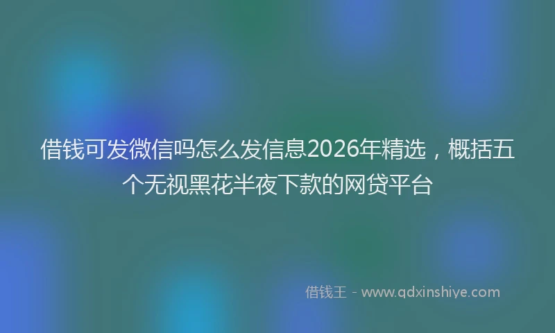 借钱可发微信吗怎么发信息2026年精选，概括五个无视黑花半夜下款的网贷平台