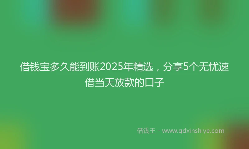 借钱宝多久能到账2025年精选，分享5个无忧速借当天放款的口子