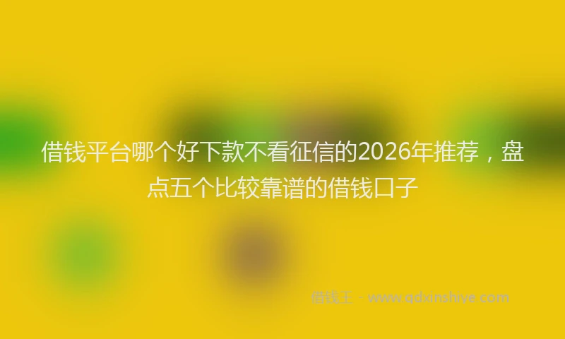 借钱平台哪个好下款不看征信的2026年推荐，盘点五个比较靠谱的借钱口子