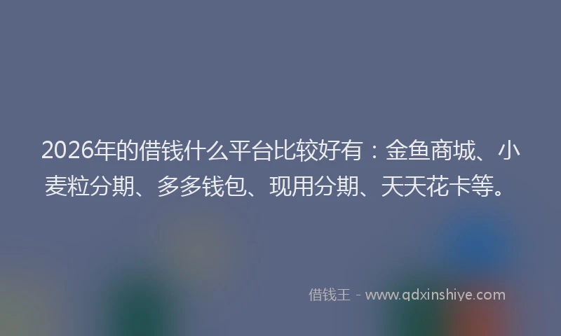 2026年的借钱什么平台比较好有：金鱼商城、小麦粒分期、多多钱包、现用分期、天天花卡等。