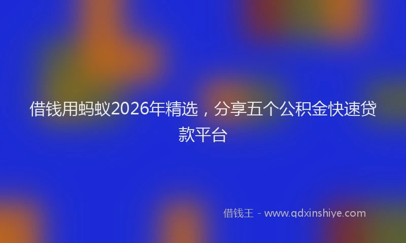 借钱用蚂蚁2026年精选，分享五个公积金快速贷款平台