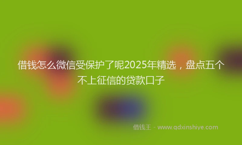 借钱怎么微信受保护了呢2025年精选，盘点五个不上征信的贷款口子