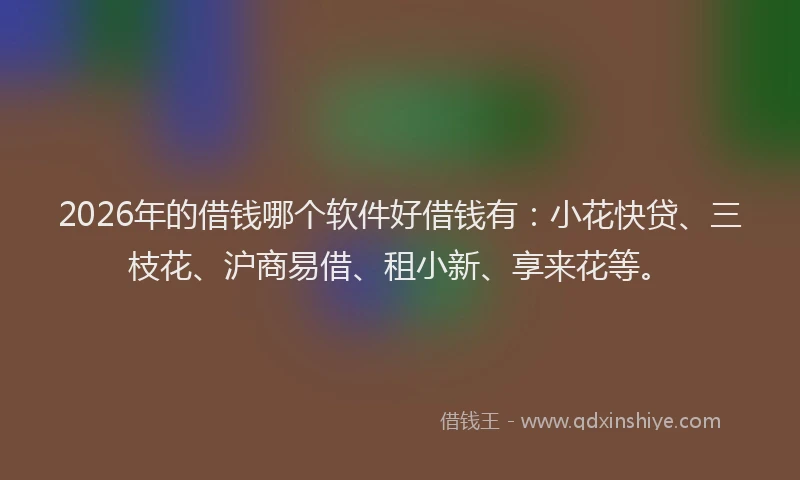 2026年的借钱哪个软件好借钱有：小花快贷、三枝花、沪商易借、租小新、享来花等。