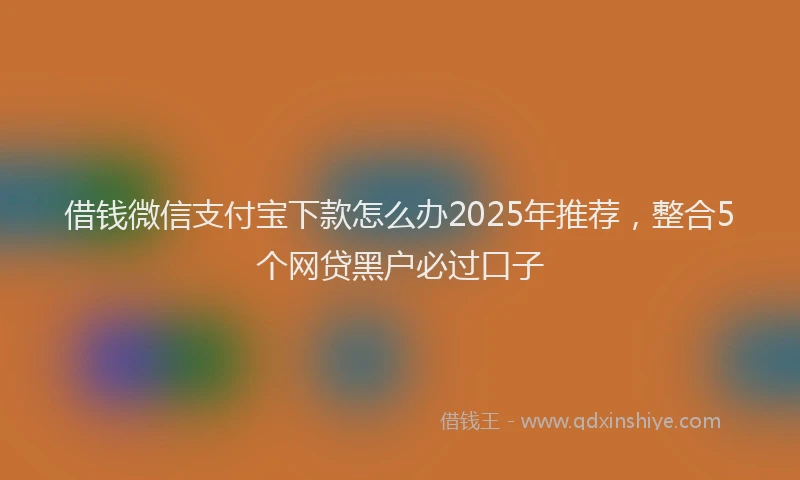 借钱微信支付宝下款怎么办2025年推荐，整合5个网贷黑户必过口子