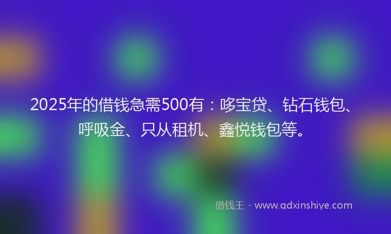 2025年的借钱急需500有:哆宝贷、钻石钱包、呼吸金、只从租机、鑫悦钱包等。