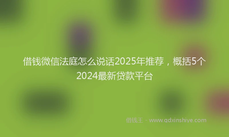 借钱微信法庭怎么说话2025年推荐，概括5个2024最新贷款平台