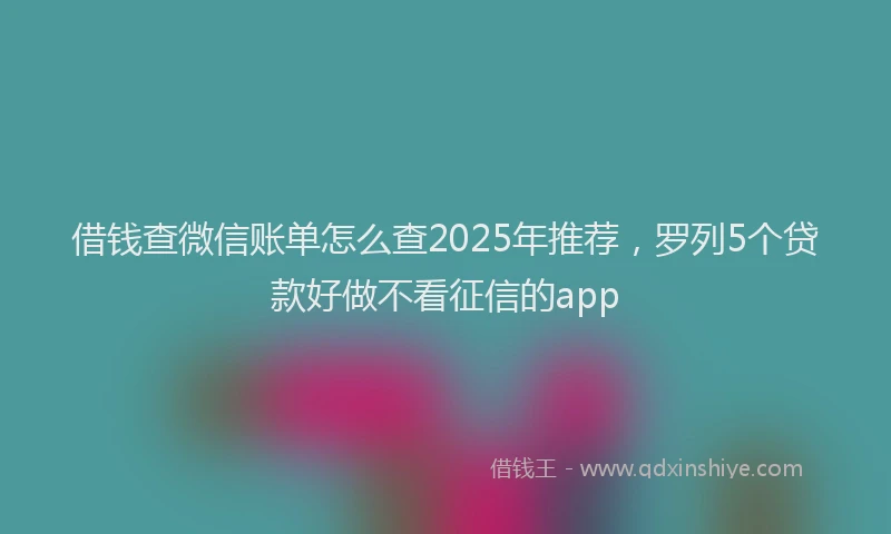 借钱查微信账单怎么查2025年推荐，罗列5个贷款好做不看征信的app